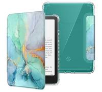 FINTIE Custodia per 7" Kindle Paperwhite (12ª Gen, 2024) e Kindle Colorsoft (1ª Gen, 2025/2024), Leggero Cover Trasparente Posteriore in TPU Morbido con Auto Sveglia/Sonno, Emerald Marble