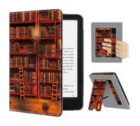 FINTIE Custodia per 7" Kindle Paperwhite 2024 (12ª Gen) e Kindle Colorsoft Signature Edition (1ª Gen) - Protettiva Supporto Cover con Slot per schede & Hand Strap, Auto Sveglia/Sonno, Biblioteca