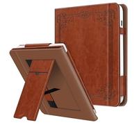 FINTIE Custodia per 7" Kobo Libra Colour (2024) / Kobo Libra 2 (2021) eReader - Stand Cover Protettiva Case con Card Slot e Hand Strap, Auto Sveglia/Sonno, Marrone
