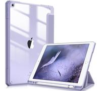 FINTIE Custodia per iPad 10.2 Pollici 9a / 8a / 7a Generazione (2021 2020 2019) - [Built-in Pencil Holder] Antiurto Sottile Case Posteriore Trasparente Cover con Auto Sveglia/Sonno, Lilla Viola