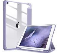 FINTIE Custodia per iPad 10.2 Pollici 9a / 8a / 7a Generazione (2021 2020 2019) - [Built-in Pencil Holder] Antiurto Sottile Case Posteriore Trasparente Cover con Auto Sveglia/Sonno, Lilla Viola