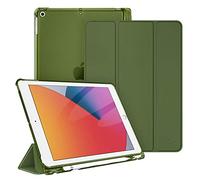 FINTIE Custodia per iPad 10.2 Pollici 9a / 8a / 7a Generazione (2021 2020 2019) con Built-in Pencil Holder - Sottile Leggero Semi-Trasparente Cover Case con Auto Sveglia/Sonno, Olive