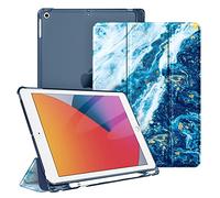 FINTIE Custodia per iPad 10.2 Pollici 9a / 8a / 7a Generazione (2021 2020 2019) con Built-in Pencil Holder - Sottile Leggero Semi-Trasparente Cover Case con Auto Sveglia/Sonno, Oceano Blu