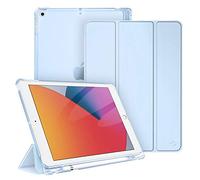 FINTIE Custodia per iPad 10.2 Pollici 9a / 8a / 7a Generazione (2021 2020 2019) con Built-in Pencil Holder - Sottile Leggero Semi-Trasparente Cover Case con Auto Sveglia/Sonno, Cielo Blu