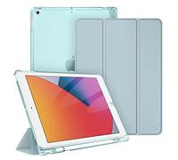 FINTIE Custodia per iPad 10.2 Pollici 9a / 8a / 7a Generazione (2021 2020 2019) con Built-in Pencil Holder - Sottile Leggero Semi-Trasparente Cover Case con Auto Sveglia/Sonno, Ice Blu