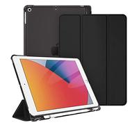 FINTIE Custodia per iPad 10.2 Pollici 9a / 8a / 7a Generazione (2021 2020 2019) con Built-in Pencil Holder - Sottile Leggero Semi-Trasparente Cover Case con Auto Sveglia/Sonno, Nero
