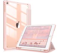 FINTIE Custodia per iPad 6a Gen. 2018 / 5a Gen. 2017 / iPad Air 2 / Air 9.7 Pollici con Pencil Holder, Antiurto Sottile Case Posteriore Trasparente Cover con Auto Sveglia/Sonno, Oro Rosa