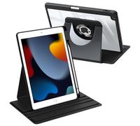 FINTIE Custodia per iPad 10.2 Pollici 9a/8a/7a Generazione (2021 2020 2019) con Portapenne - Girevole 360 Gradi di Rotazione Cover con Retro Trasparente Antiurto Case con Auto Sveglia/Sonno, Nero