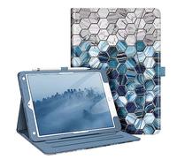 Fintie - Custodia per iPad 9a/8a/7a generazione (2021/20/19) da 10,2 pollici, con protezione angoli, visualizzazione multi-angolo, tasca e portapenne, supporta spegnimento automatico, esagoni agata