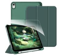 FINTIE Custodia per iPad (A16) 11ª Gen 11" (2025) / iPad 10ª Gen 10,9" (2022) con Portapenne - [con Vetro Temperato Pellicola] Sottile Leggero Semi-Trasparente Opaca Posteriore Cover, Verde