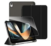 FINTIE Custodia per iPad (A16) 11ª Gen 11" (2025) / iPad 10ª Gen 10,9" (2022) con Portapenne - [con Vetro Temperato Pellicola] Sottile Leggero Semi-Trasparente Opaca Posteriore Cover, Nero