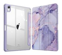FINTIE Custodia per iPad (A16) 11ª Gen 11" (2025)/iPad 10ª Gen 10.9" (2022) con Portapenne - Sottile Leggero Trasparente Cover Posteriore con Bordo in TPU Morbido Auto Sveglia/Sonno, Lilla Marble