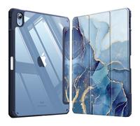 FINTIE Custodia per iPad (A16) 11ª Gen 11" (2025)/iPad 10ª Gen 10.9" (2022) con Portapenne - Sottile Leggero Trasparente Cover Posteriore con Bordo in TPU Morbido Auto Sveglia/Sonno, Ocean Marble