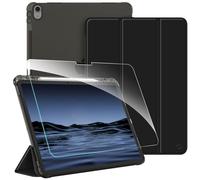 FINTIE Custodia per iPad Air 13 Pollici M4/M3/M2 (2026/2025/2024) con Portapenne - [con Vetro Temperato Pellicola] Sottile Leggero Cover Retro Opaca Traslucida Cover in Morbido TPU, Nero