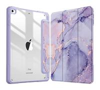 FINTIE Custodia per iPad Mini 5 2019 / iPad Mini 4 con Pencil Holder - Sottile Leggero Trasparente Cover Posteriore con Bordo in TPU Morbido, Auto Sveglia/Sonno, Lilla Marble
