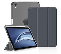 FINTIE Custodia per iPad Mini 7ª Generazione 2024 (A17 Pro) / Mini 6ª Generazione 2021 8,3" con Pencil Holder, Sottile Leggero Case Posteriore Opaca Traslucida Cover con Auto Sveglia/Sonno, Grigio
