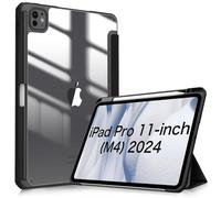 FINTIE Custodia per iPad Pro 11 Pollici (M4) 2024 con Pencil Holder - Sottile Leggero Trasparente Cover Posteriore con Bordo in TPU Morbido, Nero