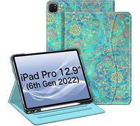 FINTIE Custodia per iPad Pro 12.9" 6a/5a/4a/3a Generazione 2022/2021/2020/2018 con Pencil Holder, Multi-angli Slim Cover Case con Pocket e Auto Svegliati/Sonno, Shades of Blue