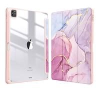 FINTIE Custodia per iPad Pro 12.9" (6a Generazione 2022) - [Built-in Pencil Holder] Antiurto Sottile Case Posteriore Trasparente Cover per iPad Pro 12.9" 2021/2020/2018, Glittering Marble