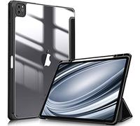 FINTIE Custodia per iPad Pro 12.9" (6a Generazione 2022) - [Built-in Pencil Holder] Antiurto Sottile Case Posteriore Trasparente Cover per iPad Pro 12.9" 2021/2020/2018, Nero