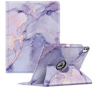 FINTIE Custodia per iPad Pro 13 Pollici (M5 2025 / M4 2024) con Portapenna - Girevole 360 Gradi di Rotazione Cover Protettiva Case con Auto Sveglia/Sonno, Lilla Marble