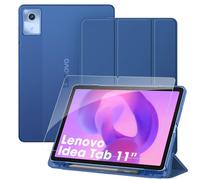 FINTIE Custodia per Lenovo Idea Tab 11 Pollici 2025 (Modello TB-336ZU/TB-336FU) con Portapenne - [con Vetro Temperato Pellicola] Sottile Leggero Semi-Trasparente Opaca Posteriore Cover, Navy