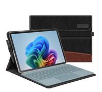 FINTIE Custodia per Microsoft Surface Pro 12 Pollici 1a Edition (2025), [Multi-angli] Portfolio Business Cover con Tasca e Portapenne, Compatibile con Tastiera Type Cover, (Nero/Marrone)