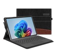 FINTIE Custodia per Microsoft Surface Pro 12 Pollici 1a Edition (2025), [Multi-angli] Portfolio Business Cover con Tasca e Portapenne, Compatibile con Tastiera Type Cover, (Nero/Marrone)