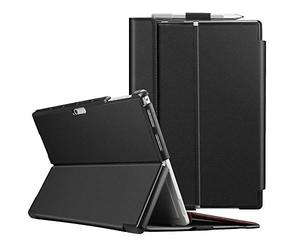 FINTIE Custodia per Microsoft Surface Pro 7+ / 7/6 / 5 (2021 & 2019 & 2018 & 2017) 12.3 Pollici - Multi-angli Hard Shell Business Cover, Compatibile con Tastiera Type Cover, Nero