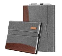 FINTIE Custodia per Microsoft Surface Pro 7+ / 7/6 / 5/4 / 3 12.3 Pollici Tablet - [Multi-angli] Portfolio Business Cover con Tasca, Compatibile con Tastiera Type, Grigio/Marrone