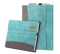 FINTIE Custodia per Microsoft Surface Pro 7+ / 7/6 / 5/4 / 3 12.3 Pollici Tablet - [Multi-angli] Portfolio Business Cover con Tasca, Compatibile con Tastiera Type, Turquoise/Marrone