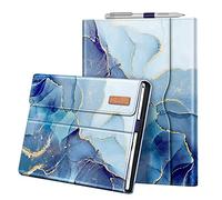 Fintie - Custodia per Microsoft Surface Pro 7 Plus da 12,3", Surface Pro 7/6/5/4/3, da lavoro, con tasca, compatibile con tastiera Type Cover, motivo marmo dai toni oceanici