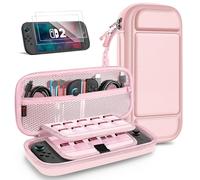 FINTIE Custodia per Nintendo Switch 2 (2025) + Vetro Temperato (2 Pezzi) - [Antiurto EVA] Portatile di Borsa per il Trasporto con Slot per Schede di Gioco e Tasca Interna per Accessori, (Oro rosa)