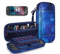 FINTIE Custodia per Nintendo Switch 2 (2025) + Vetro Temperato (2 Pezzi) - [Antiurto EVA] Portatile di Borsa per il Trasporto con Slot per Schede di Gioco e Tasca Interna per Accessori, Starry Sky