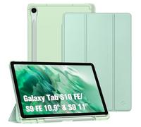 FINTIE Custodia per Samsung Galaxy Tab S10 FE 10.9 Pollici 2025/S9 FE 10.9" 2023/S9 11" 2023 con Portapenne, Sottile Leggero Case Retro Opaca Traslucida Cover con Auto Sveglia/Sonno, Verde Chiaro
