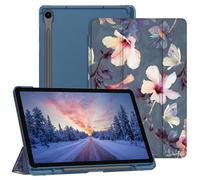 FINTIE Custodia per Samsung Galaxy Tab S10 FE 10.9 Pollici 2025/S9 FE 10.9" 2023/S9 11" 2023 con Portapenne, Sottile Leggero Case Retro Opaca Traslucida Cover con Auto Sveglia/Sonno, Blooming Hibiscus