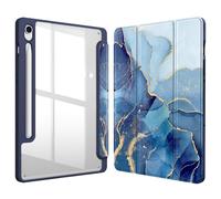 FINTIE Custodia per Samsung Galaxy Tab S10 Lite 2025 /S10 FE /S9 FE 10.9"/S9 11" con S Pen Portapenne - Antiurto Sottile Case Posteriore Trasparente Cover con Auto Sonno/Sveglia, Ocean Marble