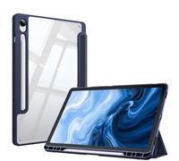 FINTIE Custodia per Samsung Galaxy Tab S10 Lite 2025 /S10 FE /S9 FE 10.9"/S9 11" con S Pen Portapenne - Antiurto Sottile Case Posteriore Trasparente Cover con Auto Sonno/Sveglia, Blu Scuro