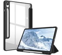 FINTIE Custodia per Samsung Galaxy Tab S9 FE 10.9 Pollici/Tab S9 11 Pollici 2023 con S Pen Holder - Antiurto Sottile Case Posteriore Trasparente Cover con Auto Sonno/Sveglia, Nero