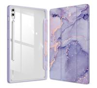 FINTIE Custodia per Samsung Galaxy Tab S10+ Plus/S9 FE+ Plus/S9+ Plus 12.4 Pollici 2023 con S Pen Holder, Leggero Trasparente Cover Posteriore con Bordo Antiurto, Auto Sveglia/Sonno, Lilla Marble