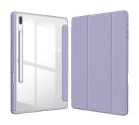 FINTIE Custodia per Samsung Galaxy Tab S8 Plus 2022/S7 FE 2021/S7 Plus 2020 12.4 Pollici con S Pen Holder, Antiurto Sottile Case Posteriore Trasparente Cover con Auto Sonno/Sveglia, Lilla Viola
