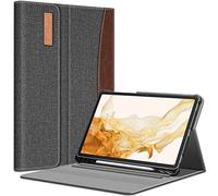 FINTIE Custodia per Samsung Galaxy Tab S8 Plus 2022 / S7 Fe 2021 / S7 Plus 2020 12.4'' Pollici con S Pen Holder, [Multi-angli] Portfolio Cover con Tasca, Grigio/Marrone