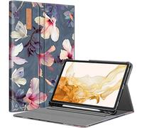 Fintie Custodia per Samsung Galaxy Tab S8 Plus 2022/S7 FE 2021/S7 Plus 2020 da 12,4 pollici, con supporto per penna a S, slot per documenti auto, sonno/veglia, ibisco