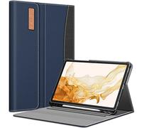 Fintie Custodia per Samsung Galaxy Tab S8 Plus 2022/S7 FE 2021/S7 Plus 2020 da 12,4 pollici, con supporto per penna a S, scomparti per documenti, auto sonno/veglia, blu navy