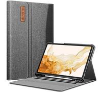 FINTIE Custodia per Samsung Galaxy Tab S8 Plus 2022 / S7 FE 2021 / S7 Plus 2020 12.4'' Pollici con S Pen Holder, [Multi-angli] Portfolio Cover con Tasca, Grigio/Nero