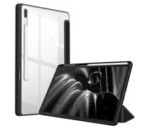 FINTIE Custodia per Samsung Galaxy Tab S8 Plus/S7 FE/S7 Plus 12.4 Pollici | con S Pen Portapenne, Antiurto Sottile Custodia Posteriore Trasparente Cover con Auto Sonno/Sveglia, Nero