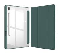 FINTIE Custodia per Samsung Galaxy Tab S8 Plus/S7 FE/S7 Plus 12.4 Pollici | con S Pen Portapenne, Antiurto Sottile Custodia Posteriore Trasparente Cover con Auto Sonno/Sveglia, Midnght Verde