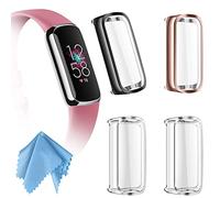 FINTIE Custodia protettiva per Fitbit Luxe - [4 pezzi] Custodia morbida e antigraffio, 1 nero, 1 oro rosa, 2 trasparenti