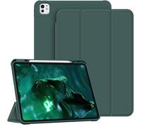 Fintie Custodia SlimShell per iPad Pro 13" (M4) 2024 - [Portamatite integrato] Custodia posteriore protettiva in morbido TPU con funzione di accensione/spegnimento automatico, verde notte
