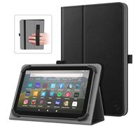 Fintie Custodia universale per tablet eReader da 7 a 8 pollici, custodia protettiva a libro in pelle PU di alta qualità con cinturino da polso portapenne per tablet eReader da 7", 8", nero